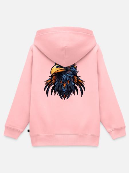 Adler Kopf Bunt Illustration - Kinder Premium Organic Zip Hoodie - Rosa