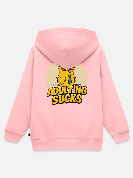 Adulting Sucks Cartoon Chick - Kinder Premium Organic Zip Hoodie - Rosa