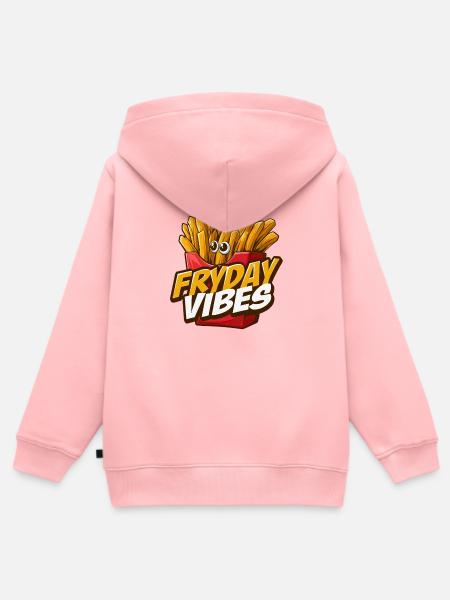 Fryday Vibes Pommes - Kinder Premium Organic Zip Hoodie - Rosa