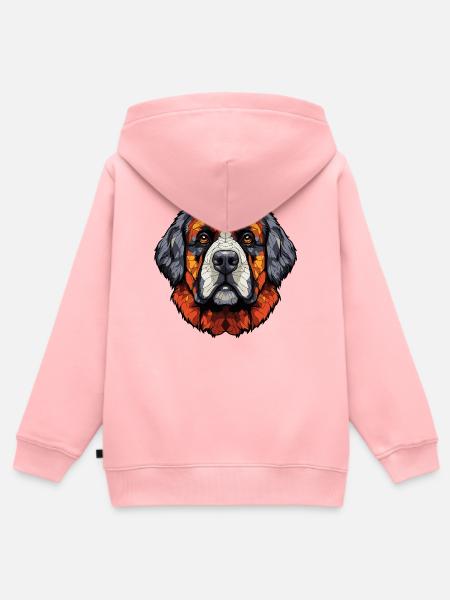 Bernhardiner Hund Kopf Geometrisch Bunt - Kinder Premium Organic Zip Hoodie - Rosa