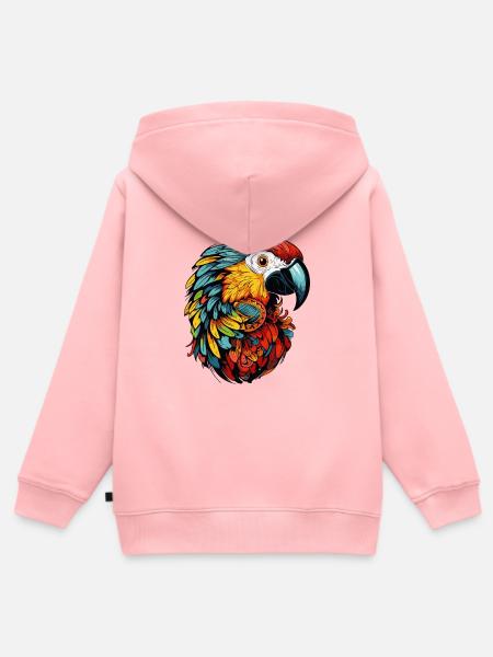 Papagei Ara Kopf Bunt - Kinder Premium Organic Zip Hoodie - Rosa