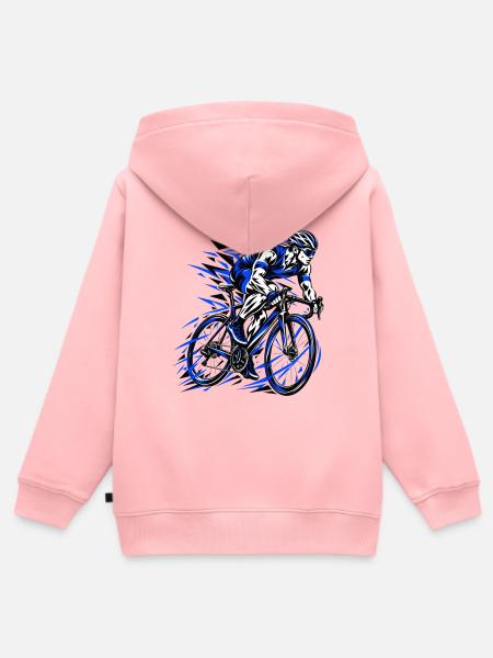 Blauer Sprint Radfahrer Grafik - Kinder Premium Organic Zip Hoodie - Rosa