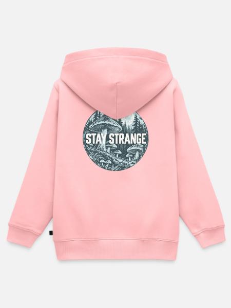Stay Strange Waldpilz Motiv - Kinder Premium Organic Zip Hoodie - Rosa