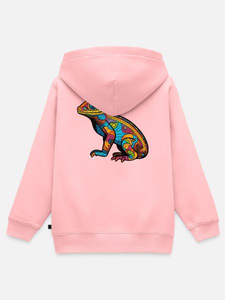 Psychedelische Mosaic-Echse - Kinder Premium Organic Zip Hoodie - Rosa