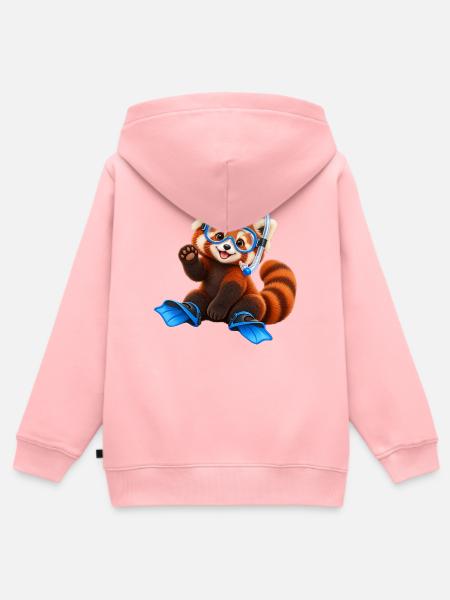 Tauchender Red Panda - Kinder Premium Organic Zip Hoodie - Rosa