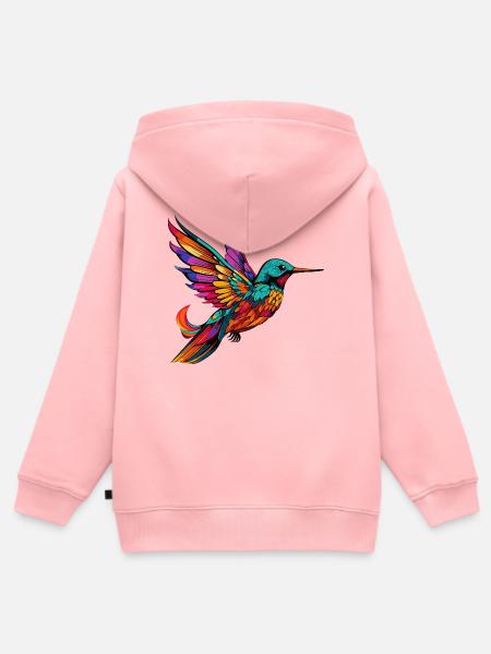 Bunter Kolibri Farbenglanz - Kinder Premium Organic Zip Hoodie - Rosa