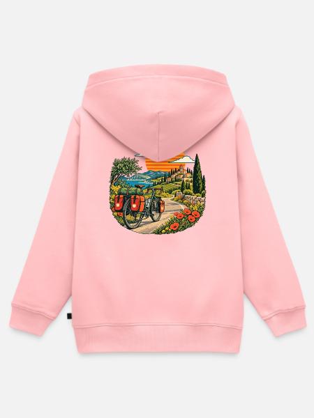 Sonnenuntergangs Radreise am Meer - Kinder Premium Organic Zip Hoodie - Rosa