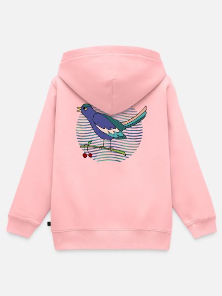 Bunter Vogel - Kinder Premium Organic Zip Hoodie - Rosa