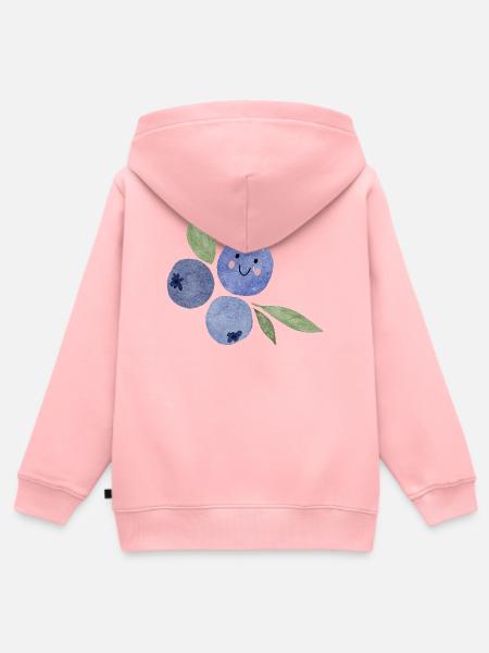 Blaubeeren Aquarell Trio mit Gesicht - Kinder Premium Organic Zip Hoodie - Rosa