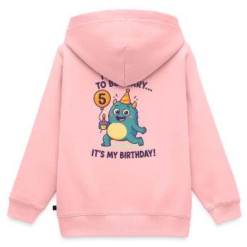 Too Cute To Be Scary 5. Geburtstag Monster - Kinder Premium Organic Zip Hoodie - Rosa - Hinten - AI Model Kid Female (0cm)