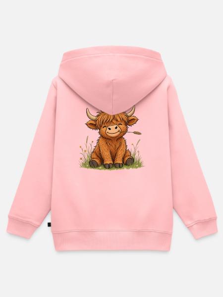 Süßes Schottisches Hochlandrind - Kinder Premium Organic Zip Hoodie - Rosa