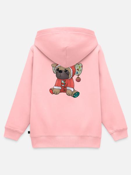 Weihnachtsmops - Kinder Premium Organic Zip Hoodie - Rosa
