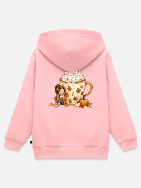 Gemütlicher Herbst Kaffee Zauber - Kinder Premium Organic Zip Hoodie - Rosa