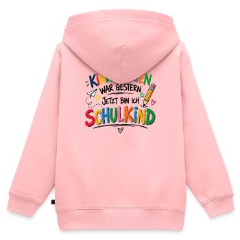 Kindergarten war gestern - Jetzt bin ich Schulkind - Kinder Premium Organic Zip Hoodie - Rosa - Hinten - AI Model Kid Female (0cm)