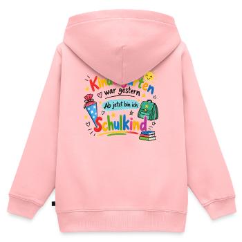 Kindergarten war gestern - Jetzt bin ich Schulkind - Kinder Premium Organic Zip Hoodie - Rosa - Hinten - AI Model Kid Female (0cm)