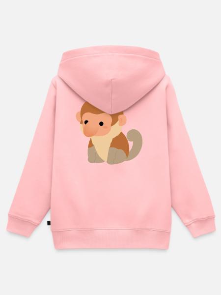Rüsselaffen-Plüsch-Silhouette - Kinder Premium Organic Zip Hoodie - Rosa
