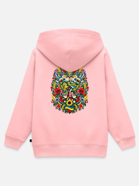 Ukraine | Sonnenblumen & Volkskunst - Kinder Premium Organic Zip Hoodie - Rosa