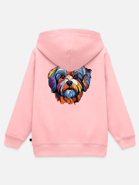 Bunter Hund Kopf Kunst - Kinder Premium Organic Zip Hoodie - Rosa