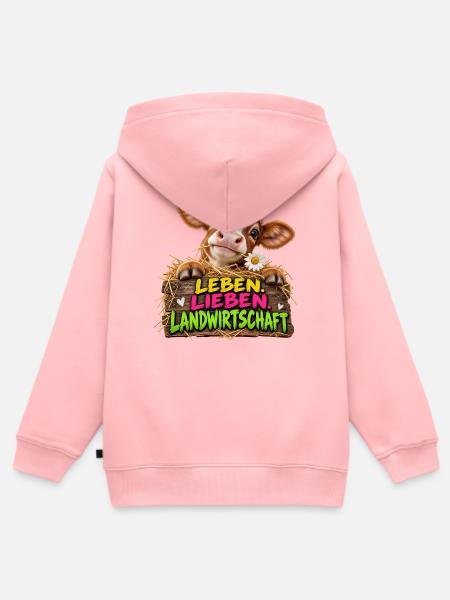 Leben Lieben Landwirtschaft - Kinder Premium Organic Zip Hoodie - Rosa