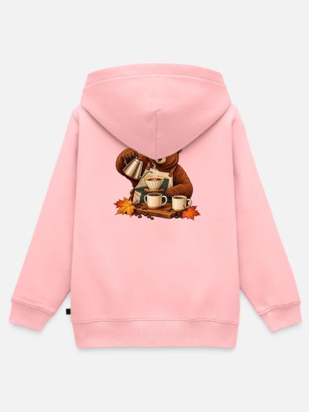 Bär brüht Pour-over-Kaffee - Kinder Premium Organic Zip Hoodie - Rosa