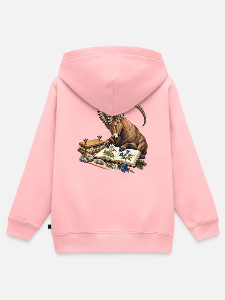 Steinbock führt ein Alpenherbarium - Kinder Premium Organic Zip Hoodie - Rosa