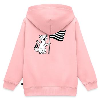 Niedliches bretonisches Hermelin mit Flagge der Bretagne - Kinder Premium Organic Zip Hoodie - Rosa - Hinten - AI Model Kid Female (0cm)