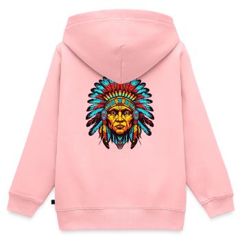Bunter Indianerhäuptling Kopfschmuck - Kinder Premium Organic Zip Hoodie - Rosa - Hinten - AI Model Kid Female (0cm)