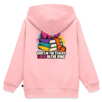 Kampfgeist im Bücherstapel - Kinder Premium Organic Zip Hoodie - Rosa - Hinten - AI Model Kid Female (0cm)