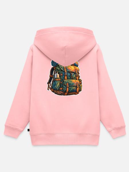 Sonnenuntergang Rucksack Abenteuer - Kinder Premium Organic Zip Hoodie - Rosa