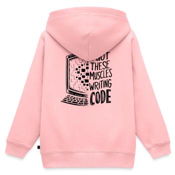 Ich habe diese Muskeln beim Code-Programmieren bekommen - Kinder Premium Organic Zip Hoodie - Rosa - Hinten - AI Model Kid Female (0cm)