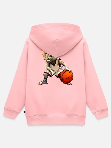 Ratte Basketball - Kinder Premium Organic Zip Hoodie - Rosa