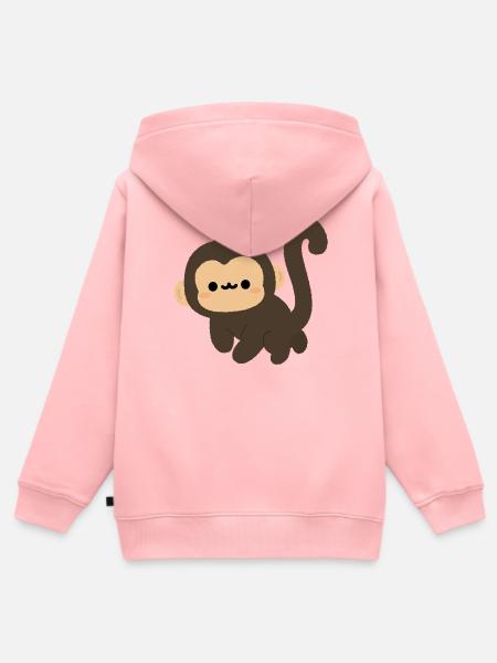 Spider Monkey Cartoon Charm - Kinder Premium Organic Zip Hoodie - Rosa