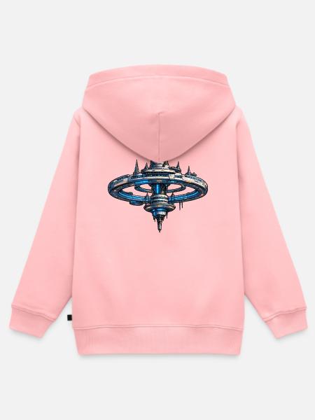 Neonring Raumstation SciFi Kunst - Kinder Premium Organic Zip Hoodie - Rosa