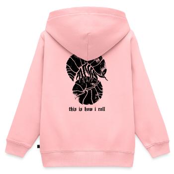 Rollassel This Is How I Roll - Kinder Premium Organic Zip Hoodie - Rosa - Hinten - AI Model Kid Female (0cm)