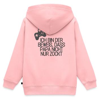 Ich bin der Beweis, dass Papa nicht nur zockt - Kinder Premium Organic Zip Hoodie - Rosa - Hinten - AI Model Kid Female (0cm)