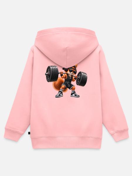 Fitness Eichhörnchen Gym Muskeln Bodybuilding - Kinder Premium Organic Zip Hoodie - Rosa