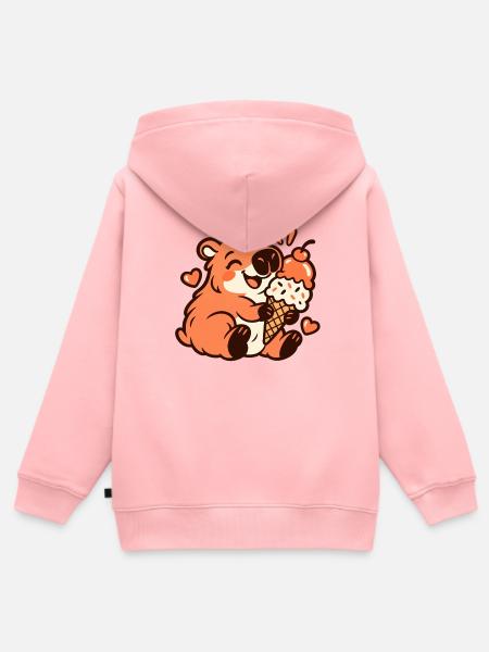 Kawaii Capybara - Kinder Premium Organic Zip Hoodie - Rosa