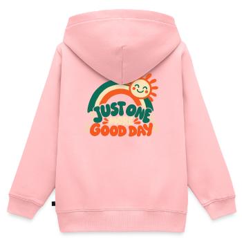 Retro Regenbogen – Just One More Good Day Kinder D - Kinder Premium Organic Zip Hoodie - Rosa - Hinten - AI Model Kid Female (0cm)