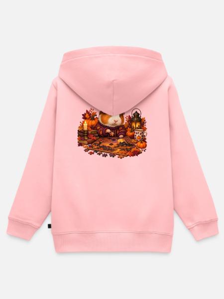 Meerschweinchen legt ein Herbstpuzzle - Kinder Premium Organic Zip Hoodie - Rosa
