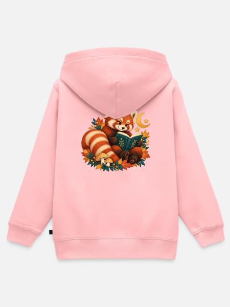 Red Panda Law at Night - Kinder Premium Organic Zip Hoodie - Rosa