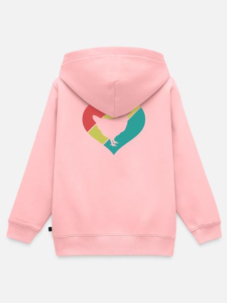 Huhn Herz Silhouette Retro - Kinder Premium Organic Zip Hoodie - Rosa