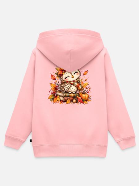 Kuschelige Herbst-Eule - Kinder Premium Organic Zip Hoodie - Rosa
