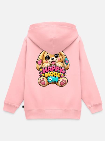 Happy Mode Hundchen Patchwork - Kinder Premium Organic Zip Hoodie - Rosa