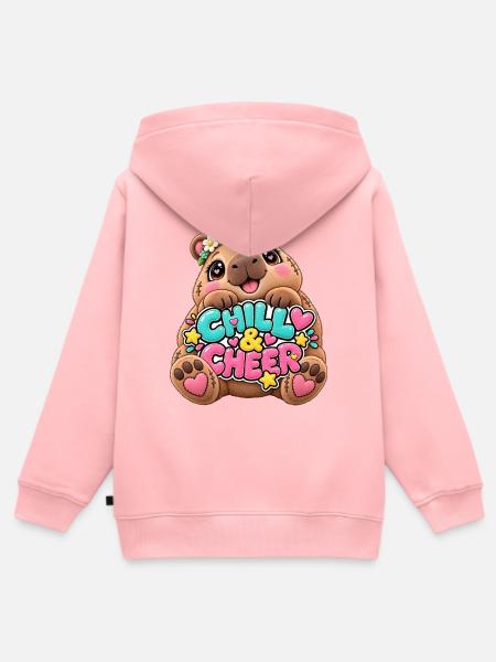 Kuschelbär Chill & Cheer - Kinder Premium Organic Zip Hoodie - Rosa