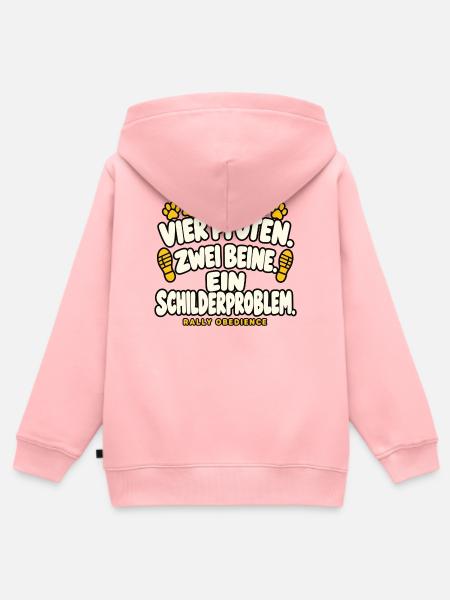 Vier Pfoten zwei Beine ein Schilderproblem - Kinder Premium Organic Zip Hoodie - Rosa