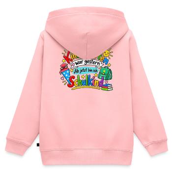 Kindergarten war gestern - Jetzt bin ich Schulkind - Kinder Premium Organic Zip Hoodie - Rosa - Hinten - AI Model Kid Female (0cm)
