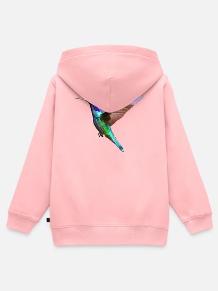 Kolibri – Vogelillustration - Kinder Premium Organic Zip Hoodie - Rosa