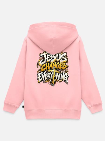 Jesus Verändert Alles - Kinder Premium Organic Zip Hoodie - Rosa