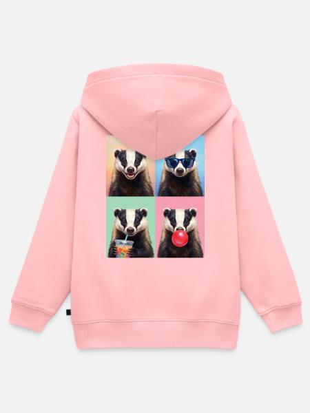 Dachse Dachs - Kinder Premium Organic Zip Hoodie - Rosa