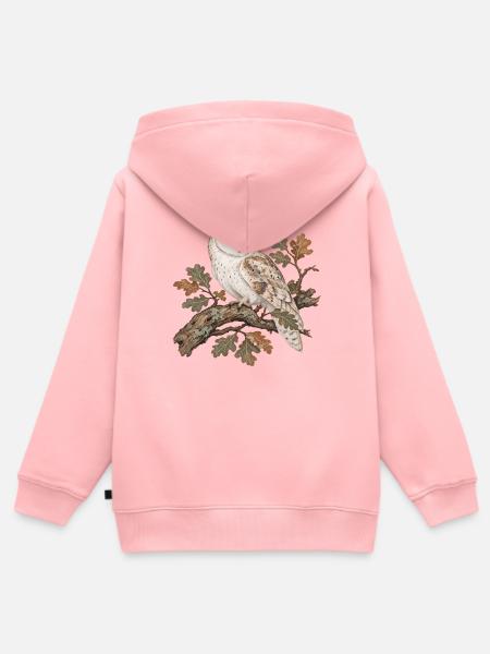 Eule auf Eichenlaub im Herbst - Kinder Premium Organic Zip Hoodie - Rosa